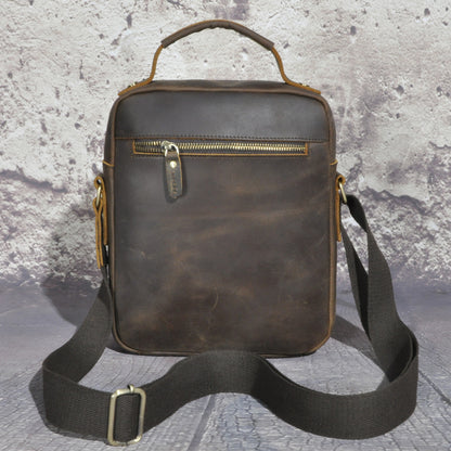 Men's Shoulder Bag Genuine Cowhide Leather Retro Outdoor Travel Crossbody Bag for Men 