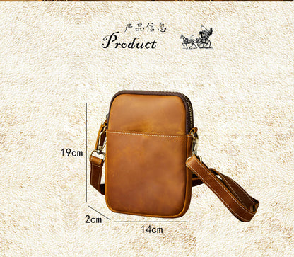 Men's Shoulder Bag Original Crazy Horse Cow Leather Retro Unique Men's Crossbody Bag 