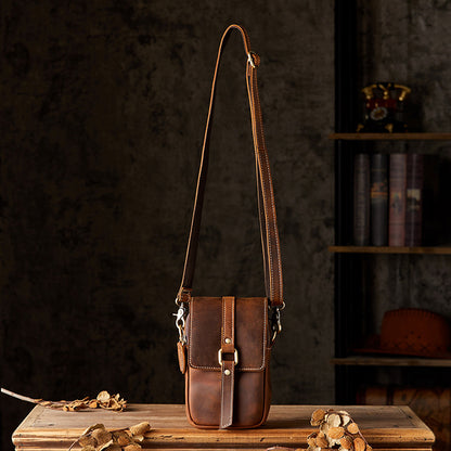 Men's Shoulder Bag Original Handmade Genuine Cowhide Leather Casual Men's Crossbody Bag Smartphone Pouch