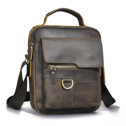 Men's Shoulder Bag Genuine Cowhide Leather Retro Outdoor Travel Crossbody Bag for Men 