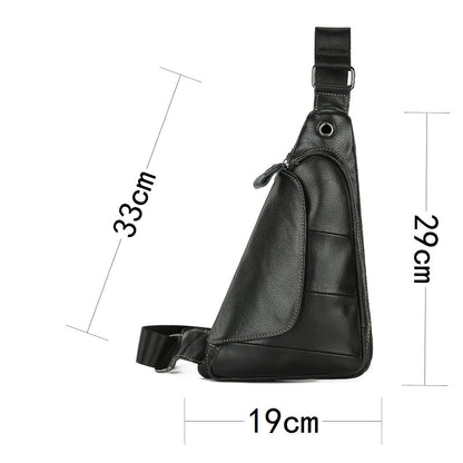 Men's Bust Bag Genuine Cowhide Leather Fashion Casual Retro Multifunctional Crossbody Bag for Men 