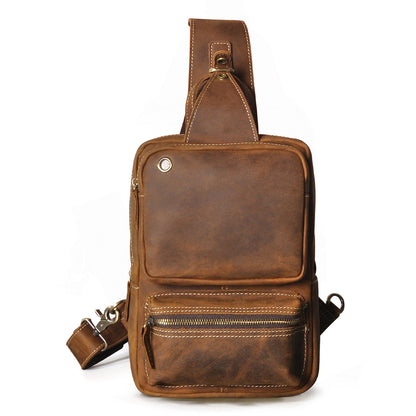 Men's bust bag Genuine cowhide leather outdoor multipurpose crossbody bag for men 