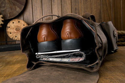 Men's Backpack, Original Handcrafted, Genuine Cowhide Leather, Retro Casual, Unisex, Travel Bag, Computer Bag