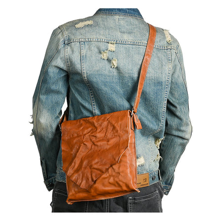 Men's Shoulder Bag Genuine Cowhide Leather Fashion Crossbody Bag for Men 