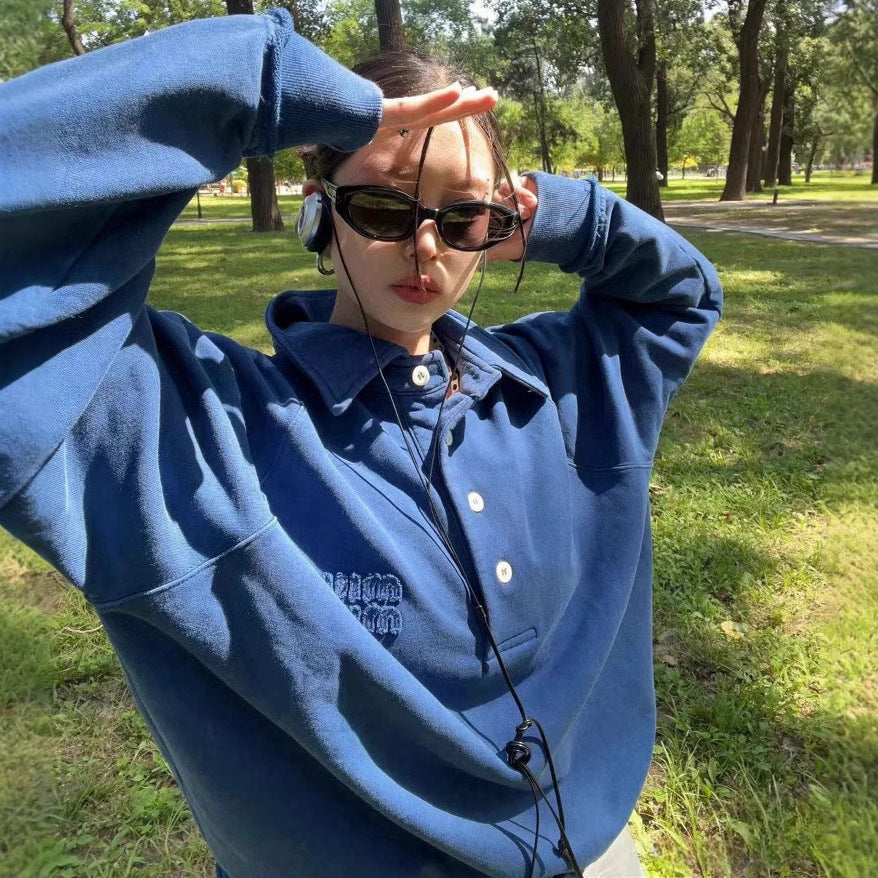 MIUMIU長袖ポロシャツ おしゃれ上着 クールカジュアル ロングtシャツ プルオーバー SY0340