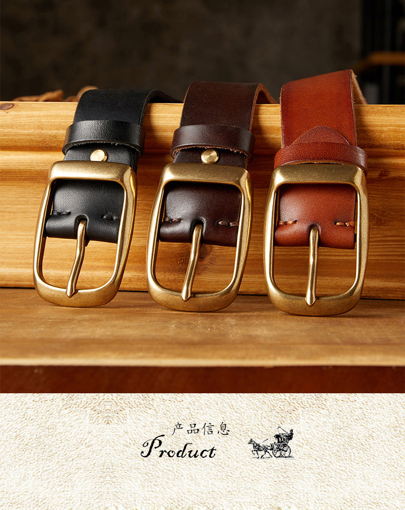 Men's Belt Handmade Genuine Cowhide Leather Needle Buckle Casual Vintage Unique Men's Belt 