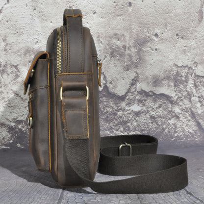 Men's Crossbody Bag Cowhide Genuine Leather Retro Travel Outdoor Men Shoulder Bag 