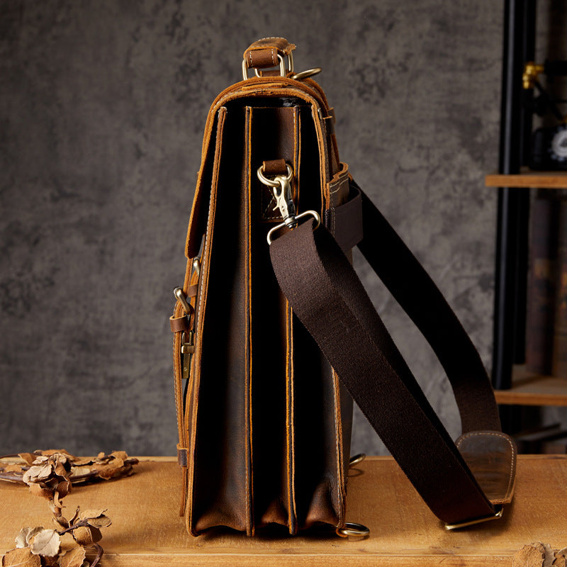 Men's Backpack Handcrafted Genuine Cowhide Leather Retro Multifunctional Casual Crossbody Bag Handbag Handbag for Men 