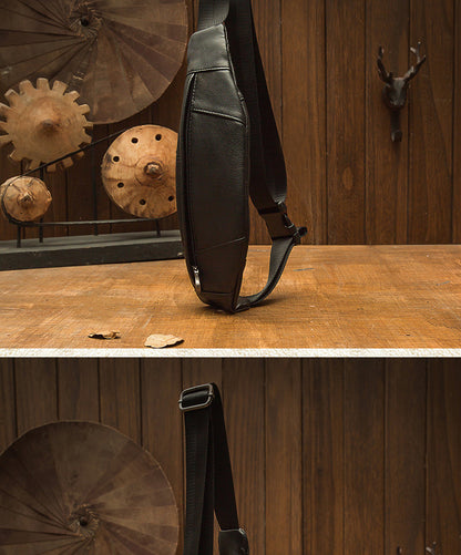 Men's Bust Bag Handmade Cowhide Genuine Leather Casual Mobile Phone Waist Pouch Sports Outdoor Personality Fashion Male Shoulder Bag Crossbody Bag 