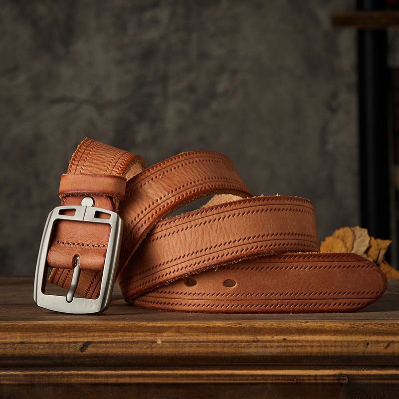 Men's Belt Handmade Fashion Casual Stainless Steel Needle Buckle Men's Belt 