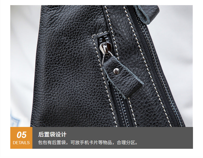 Men's Bust Bag Genuine Cowhide Leather Fashion Casual Retro Multifunctional Crossbody Bag for Men 