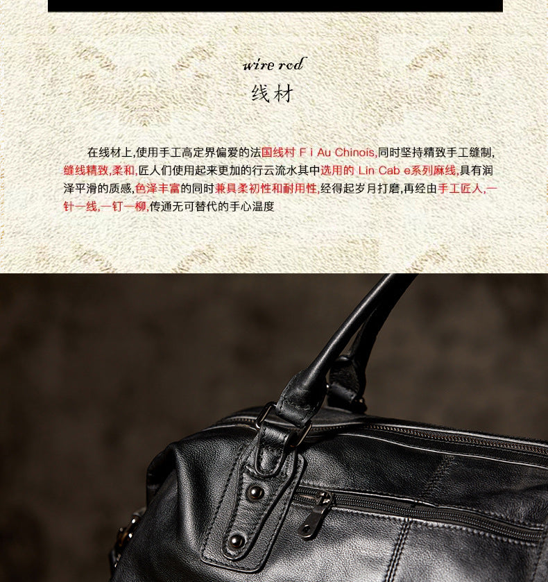 Men's travel bag, handmade genuine cowhide leather, large capacity handbag, business trip, short distance, luggage bag, men's shoulder bag, crossbody bag 