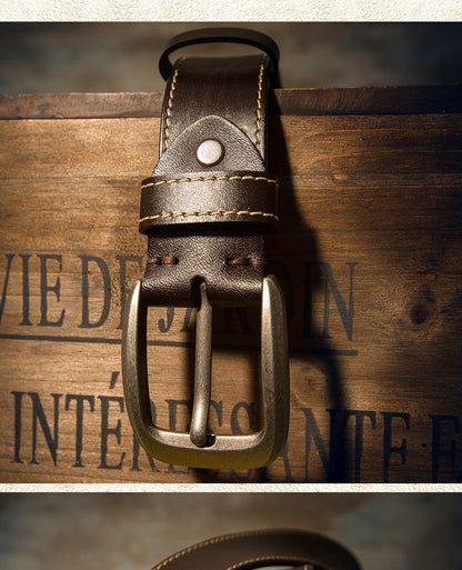 Men's Belt Handmade Genuine Cowhide Leather Large Size Fat 150cm Extra Long Casual Fashion Belt for Men 