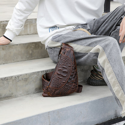 Men's Bust Bag Cowhide Casual Fashion Crossbody Bag Men's Shoulder Bag 
