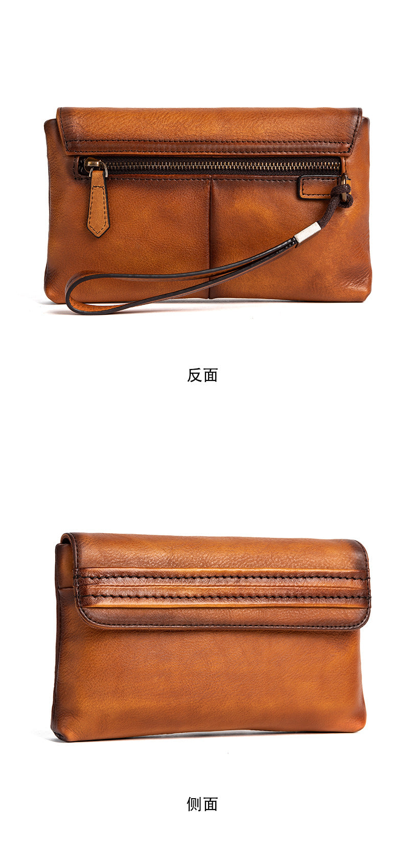 Men's Clutch Bag Genuine Cowhide Leather Retro Casual Men's Handbag 
