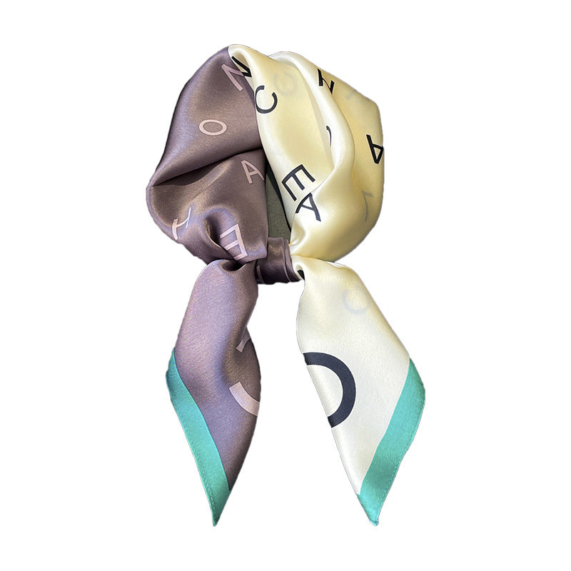 Silk scarf fashionable character pattern color matching scarf women elegant temperament scarf