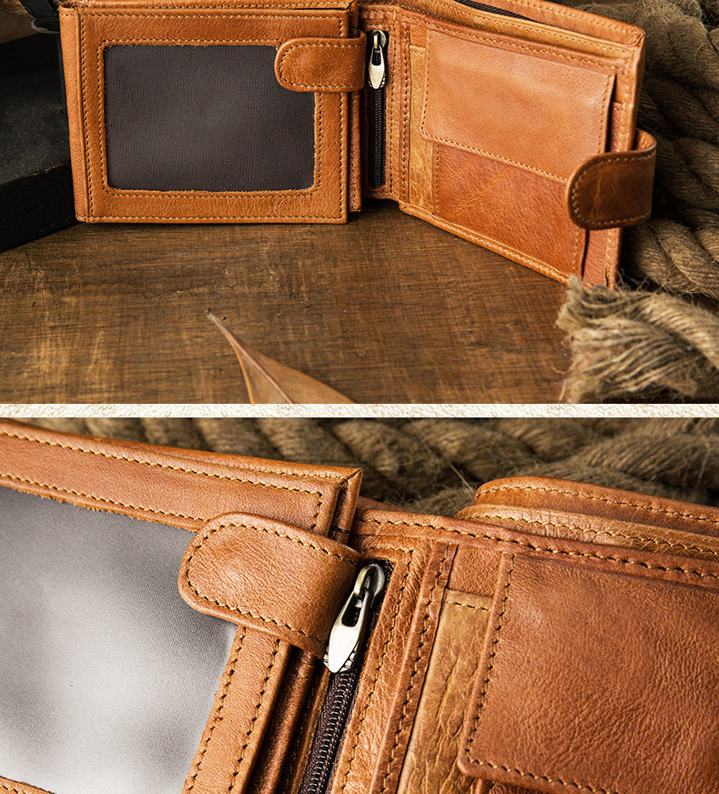 Men's Short Wallet Original Korean Fashion Bifold Soft Leather Multifunctional Driving License Men's Wallet 