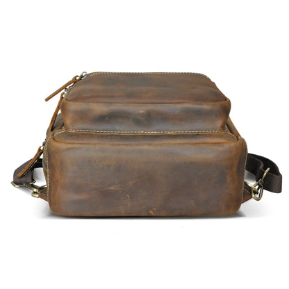 Men's Backpack Cowhide Genuine Leather Versatile Retro Outdoor Fashion Men's Bust Bag 