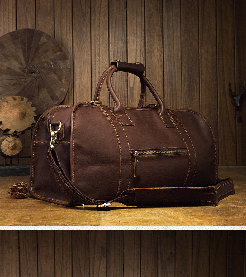 Men's travel bag Genuine cowhide leather large capacity handbag Men's crossbody shoulder bag Luggage bag 