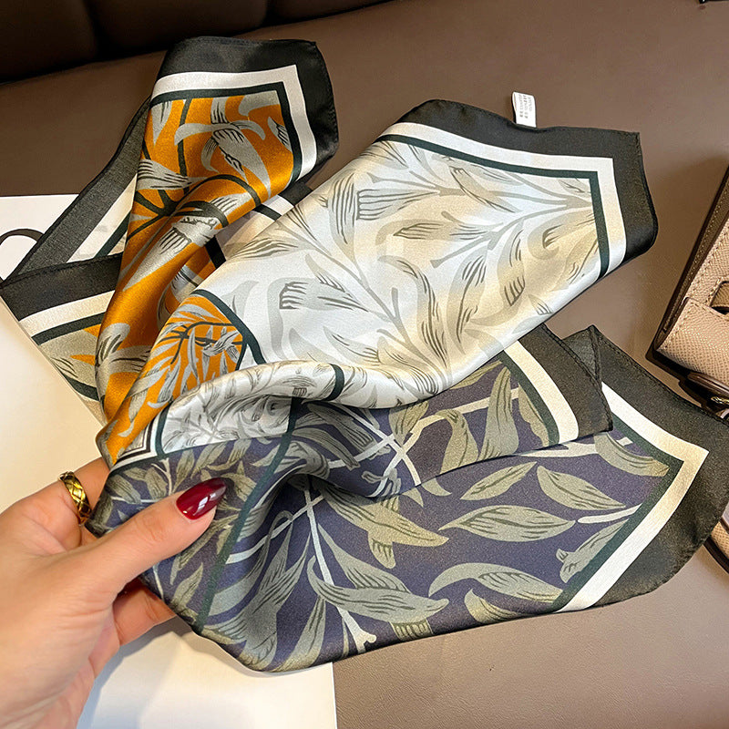 Silk scarf color matching printed pattern fashion temperament scarf neckerchief