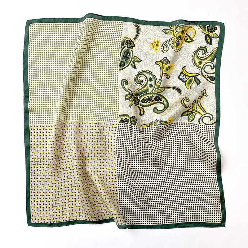 Silk Scarf Women Sheer Fashionable Printed Pattern Muffler Decorate Elegant Temperament Neckerchief