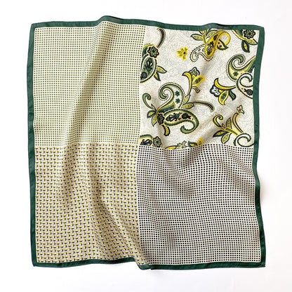 Silk Scarf Women Sheer Fashionable Printed Pattern Muffler Decorate Elegant Temperament Neckerchief