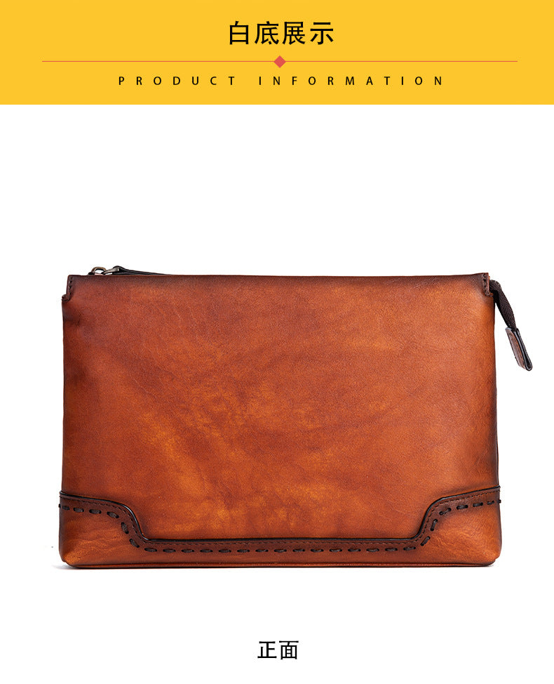 Men's clutch bag cowhide genuine leather casual retro male handbag 