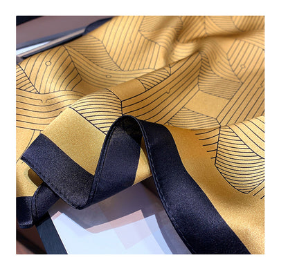 Silk scarf print pattern striped pattern elegant scarf fashion temperament neckerchief
