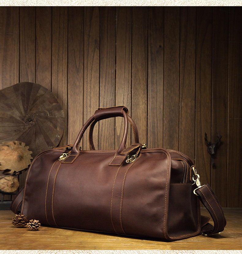 Men's travel bag Genuine cowhide leather large capacity handbag Men's crossbody shoulder bag Luggage bag 