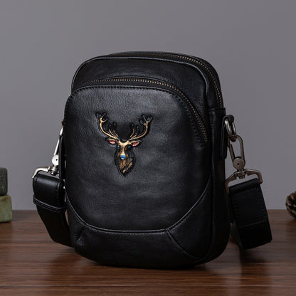 Men's Bust Bag Versatile Cowhide Genuine Leather Retro Casual Crossbody Bag for Men 
