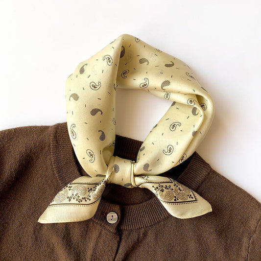 Silk scarf printed pattern small scarf women cashew nut flower temperament ornament neckerchief