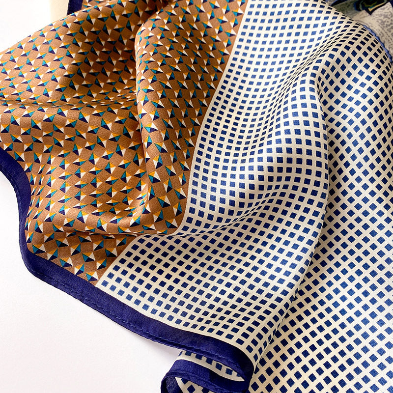 Silk Scarf Women Sheer Fashionable Printed Pattern Muffler Decorate Elegant Temperament Neckerchief