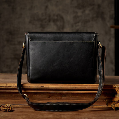 Men's Shoulder Bag Original Handmade Genuine Cowhide Leather Casual Messenger Bag Crossbody Bag 