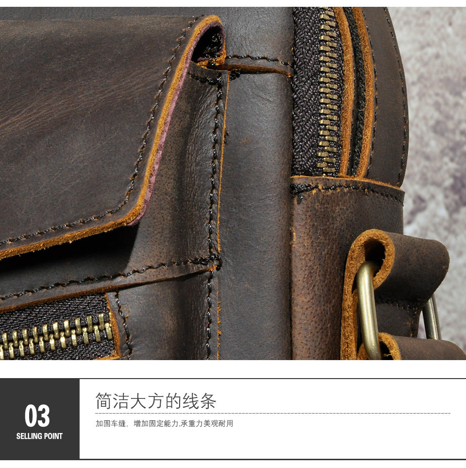Men's Crossbody Bag Cowhide Genuine Leather Retro Travel Outdoor Men Shoulder Bag 
