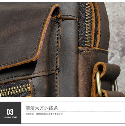 Men's Crossbody Bag Cowhide Genuine Leather Retro Travel Outdoor Men Shoulder Bag 