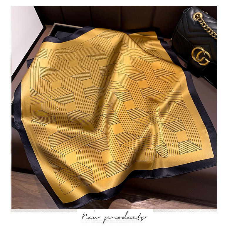 Silk scarf print pattern striped pattern elegant scarf fashion temperament neckerchief