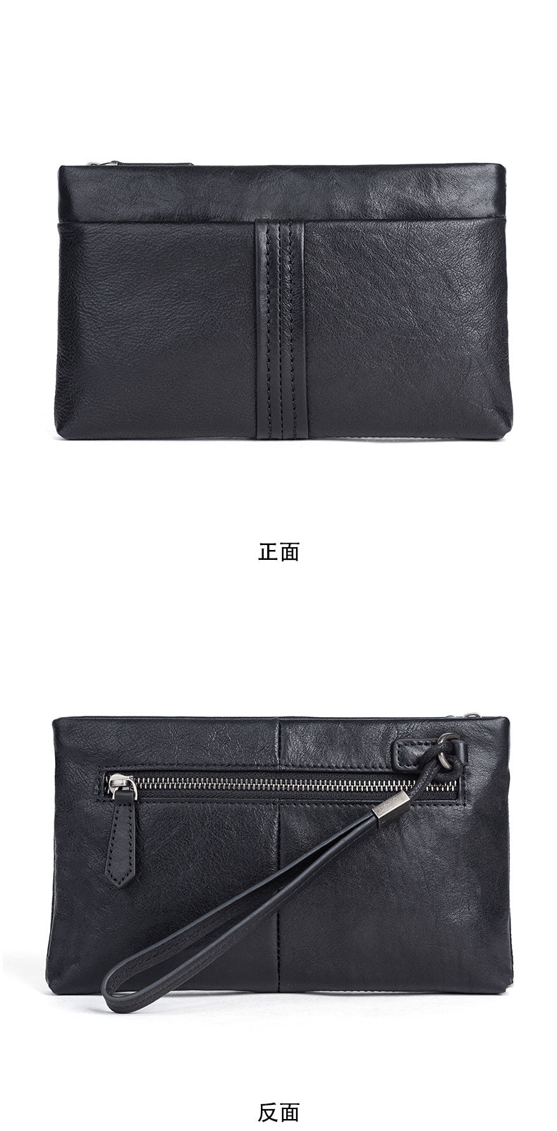 Men's Clutch Bag Genuine Cowhide Leather Retro Casual Men Bag 