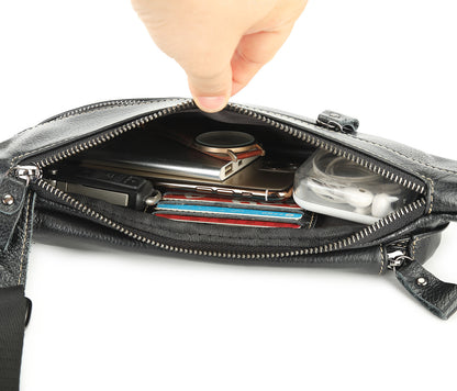 Men's Bust Bag Genuine Cowhide Leather Fashion Casual Retro Multifunctional Crossbody Bag for Men 