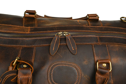 Men's Handbag Genuine Cowhide Luggage Bag Retro Casual Large Capacity Business Travel Bag for Men 