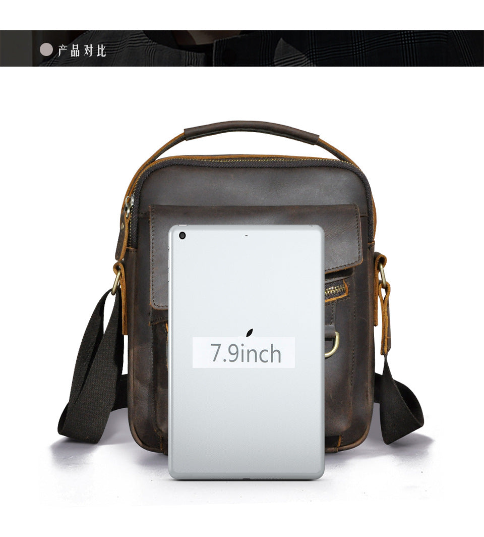 Men's Crossbody Bag Cowhide Genuine Leather Retro Travel Outdoor Men Shoulder Bag 