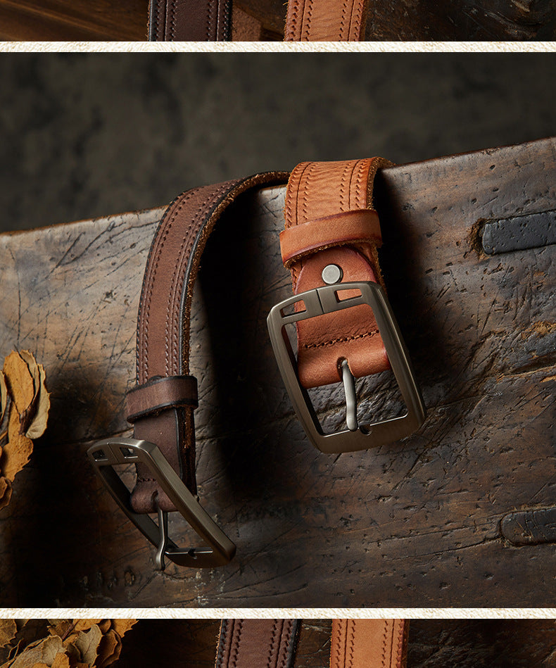 Men's Belt Handmade Fashion Casual Stainless Steel Needle Buckle Men's Belt 