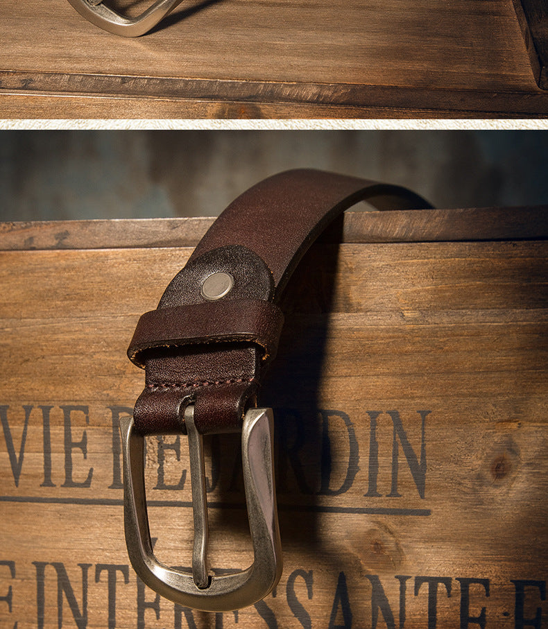 Men's Belt Handmade Genuine Cowhide Leather Fashion Needle Buckle Men's Belt 