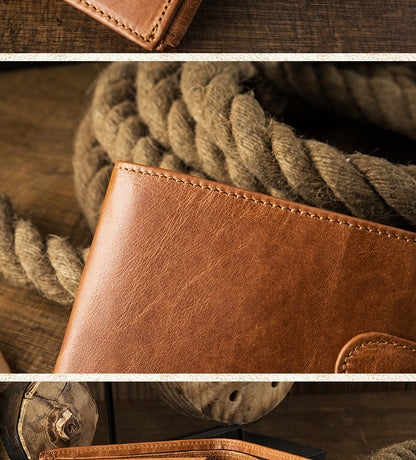 Men's Short Wallet Original Korean Fashion Bifold Soft Leather Multifunctional Driving License Men's Wallet 