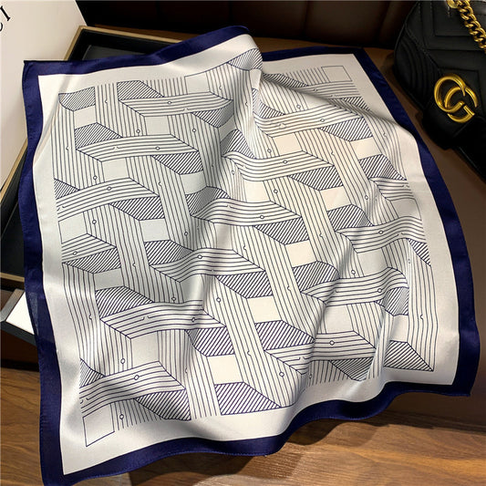Silk scarf print pattern striped pattern elegant scarf fashion temperament neckerchief