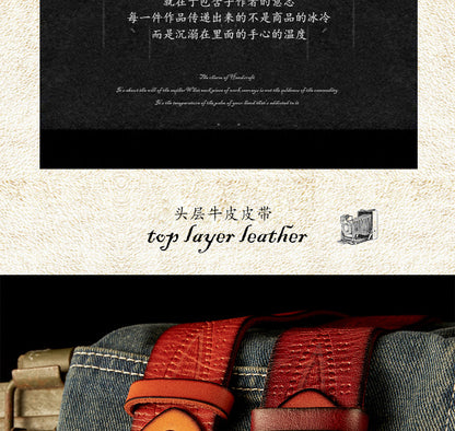 Men's Belt Handmade Cowhide Needle Buckle Korean Fashion Casual Retro Men's Belt 