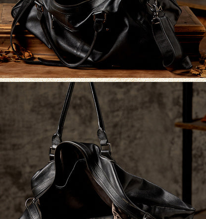 Men's travel bag, handmade genuine cowhide leather, large capacity handbag, business trip, short distance, luggage bag, men's shoulder bag, crossbody bag 