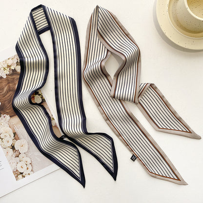 Scarf slim long striped double neckerchief fashion muffler temperament hood