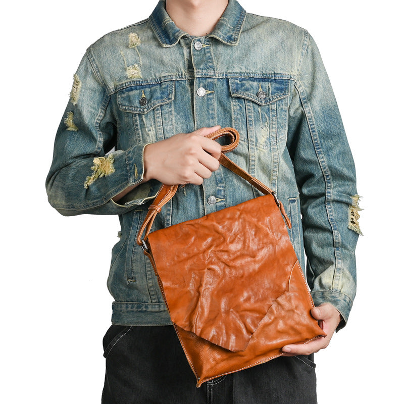 Men's Shoulder Bag Genuine Cowhide Leather Fashion Crossbody Bag for Men 
