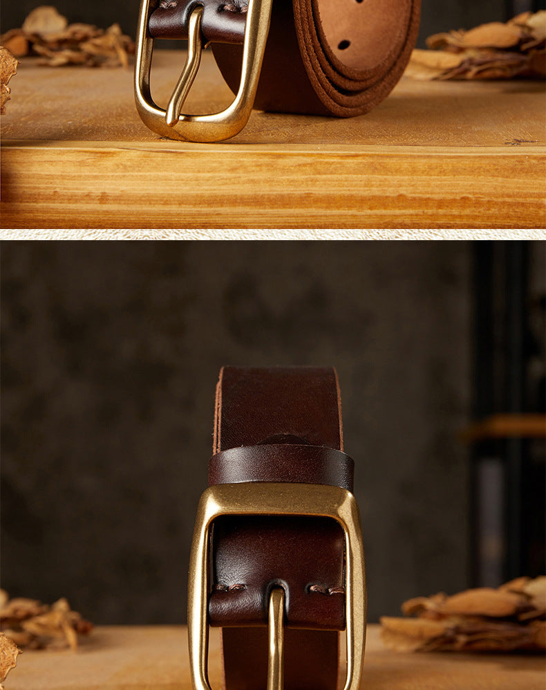 Men's Belt Handmade Genuine Cowhide Leather Needle Buckle Casual Vintage Unique Men's Belt 