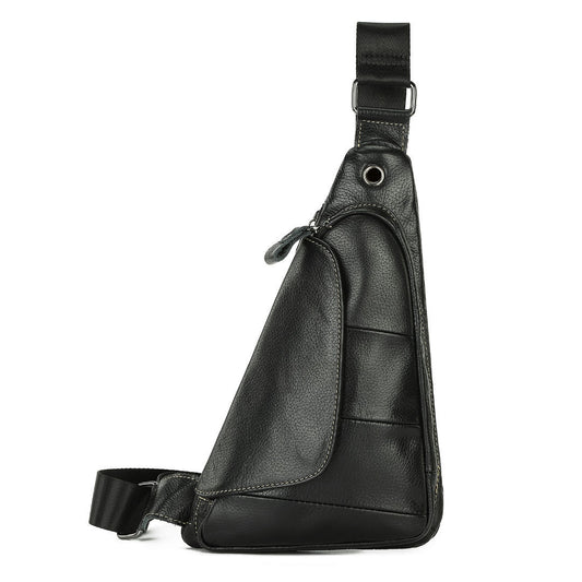 Men's Bust Bag Genuine Cowhide Leather Fashion Casual Retro Multifunctional Crossbody Bag for Men 